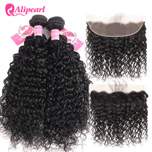 Alipearl Brazilian Hair 4 Bundles Natural Wave with 13*4 Frontal