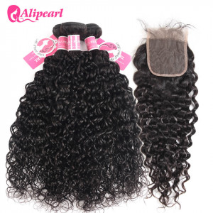 Alipearl 3pcs Natural Wave with 4*4 Lace Closure Indian Hair