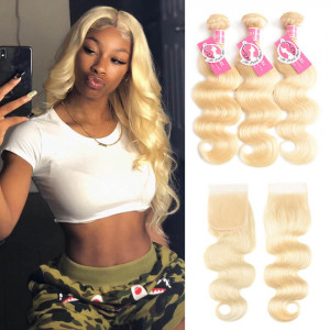 Alipearl Hair 3 Bundles 613 Body Wave With Lace Closure
