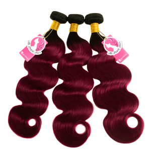 Brazilian Body Wave Hair Ombre Color 1B/Burg 3 Bundles Deals Alipearl Hair