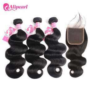 Alipearl Malaysian Hair 3pcs Body Wave with 4*4 Lace Closure